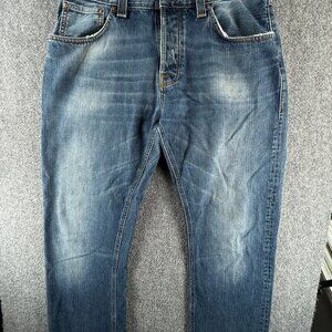 Nudie Jeans Men Denim Jeans Easy Emil Blue Fall All Cotton Adult ACTL 33X32